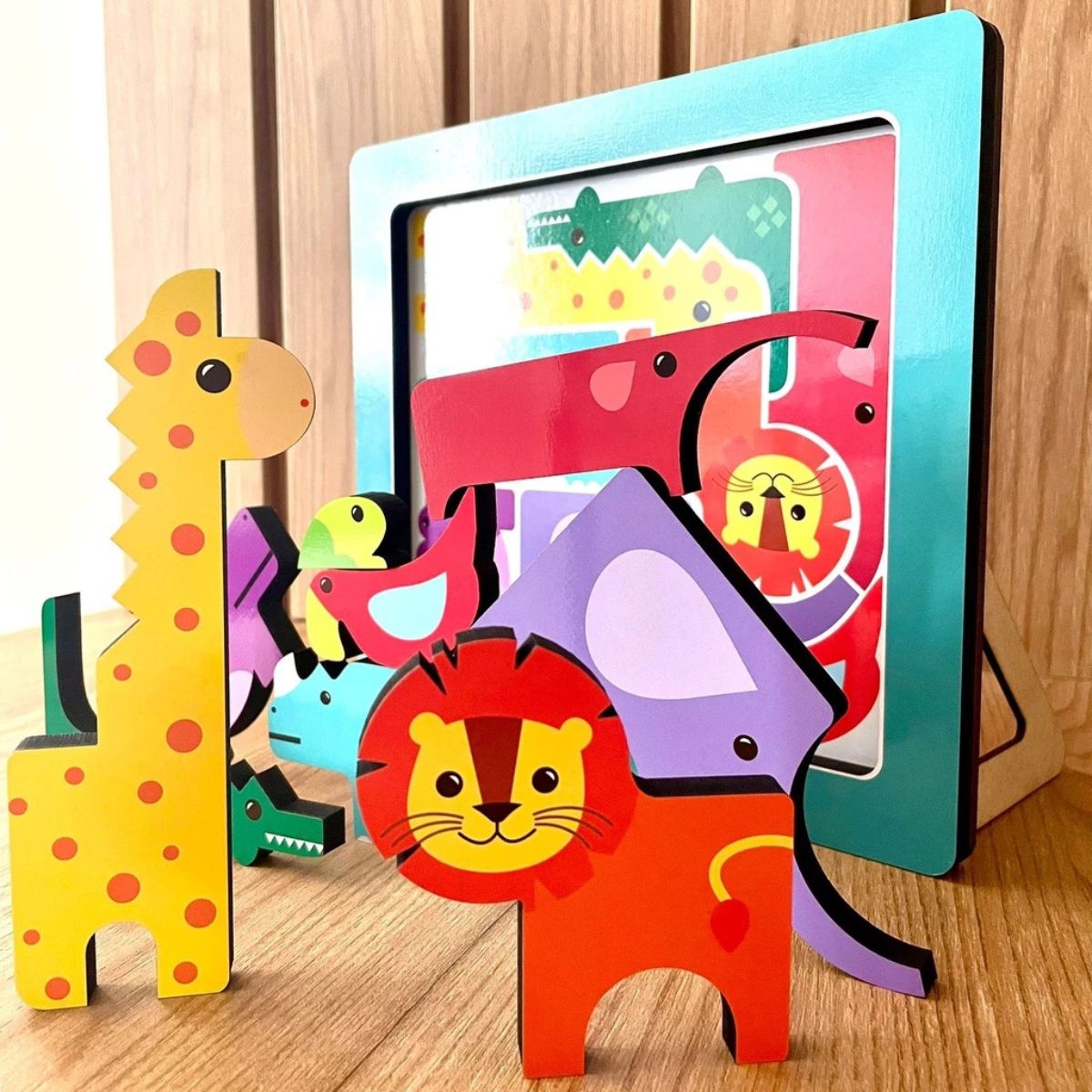 Brinquedo Educativo Montar E Empilhar Safari - Babebi Brinquedo Educativo Montar E Empilhar Safari - Babebi